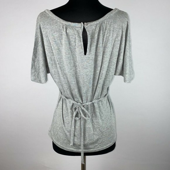 Ann Taylor LOFT S Gray Keyhole Tie Back Top Soft Tencel Lyocell Blend - Picture 7 of 11